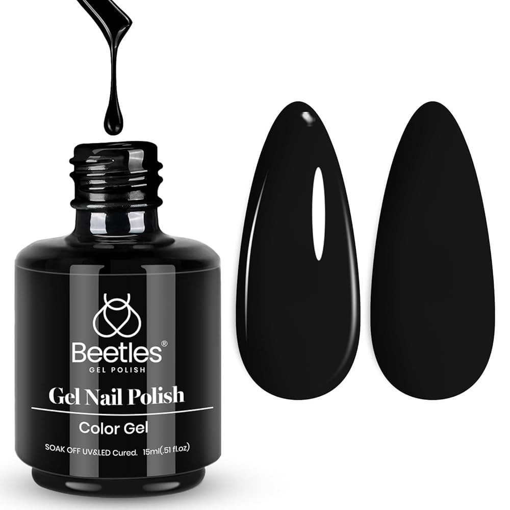 Beetles Black Gel Polish, 1 Pcs 15ml Audrey Black Nail Polish Color Gel Nail Polish Halloween Nai... | Amazon (US)