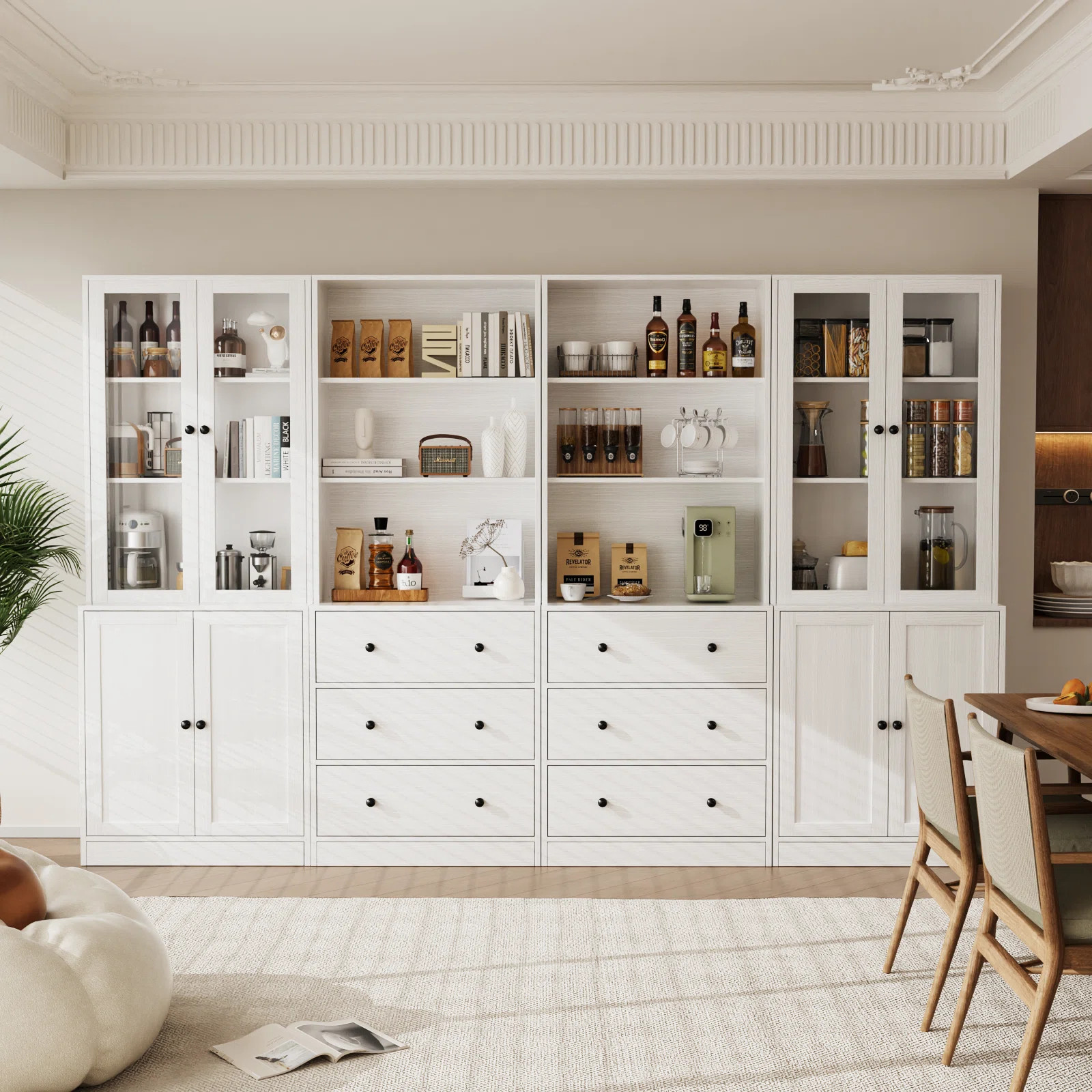 Kitchen Pantry Storage Cabinet With Glass Doors, (94.5"w X 71"h X 17.7"d) | Wayfair North America