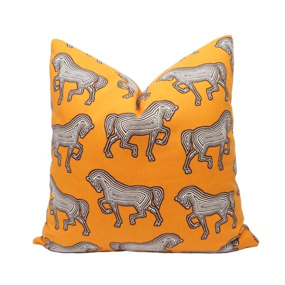 Schumacher Faubourg Horse pillow cover in Orange 178010 // Designer pillow // High end pillow // ... | Etsy (US)