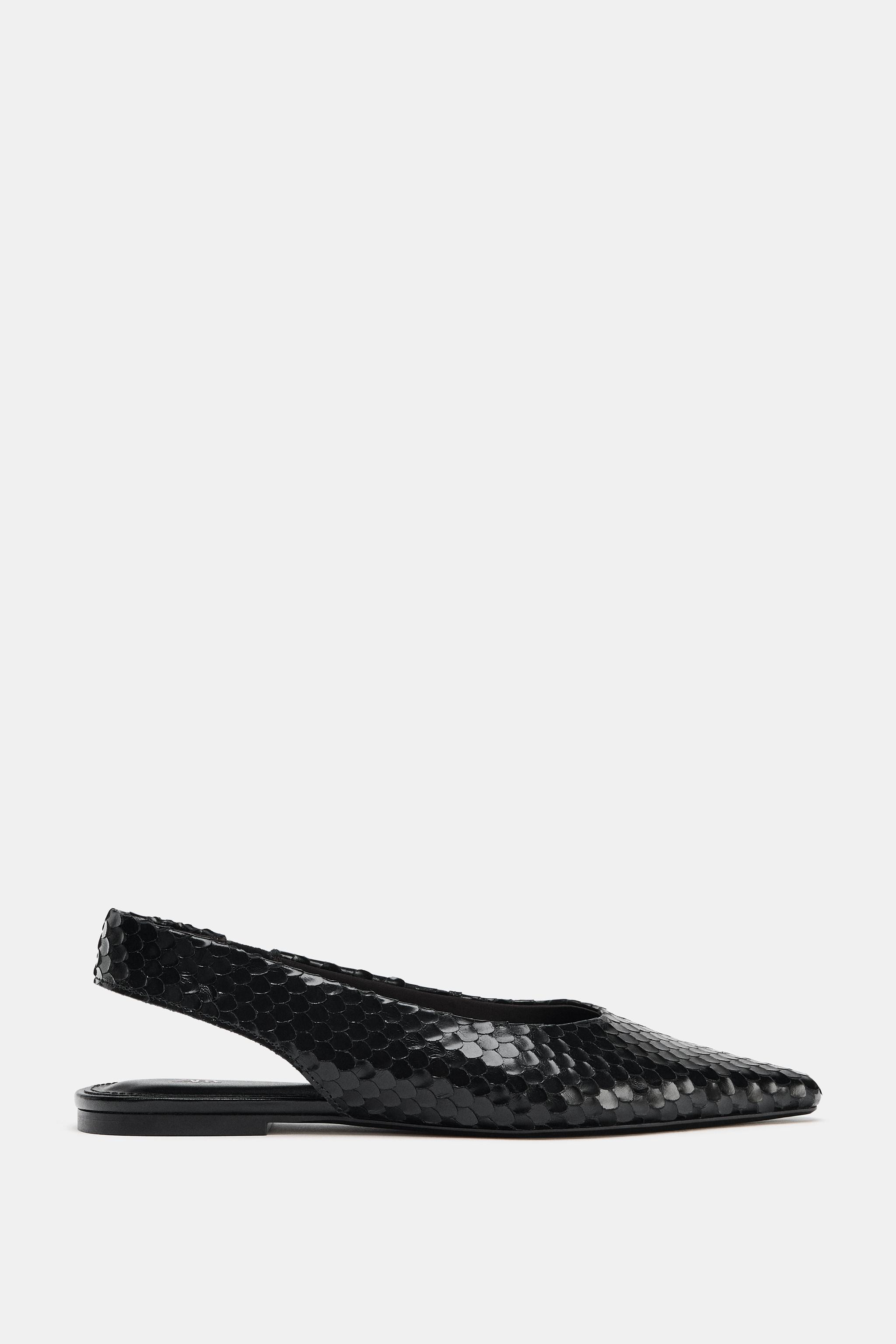POINTED LEATHER SLINGBACK BALLET FLATS | Zara US