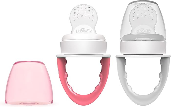 Dr. Brown's Fresh First Silicone Feeder, Pink & Grey, 2 Count | Amazon (US)