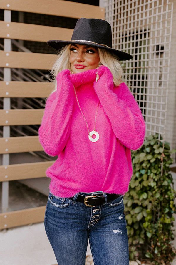 Boston Chill Eyelash Knit Sweater In Hot Pink | Impressions Online Boutique