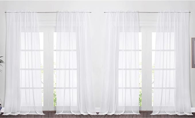 NICETOWN 4 Panels Sheer Curtains 95 - Plain Tulle Voile Panel Window Drapes/Draperies Set for Hal... | Amazon (US)