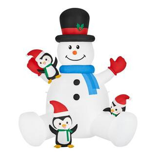 Home Accents Holiday 9.5 ft. Snowman With Penguins Holiday Inflatable 21GM11958 - The Home Depot | The Home Depot