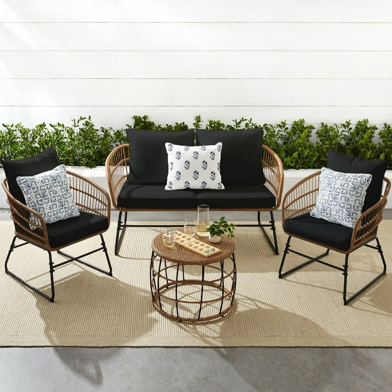 Best Choice Products 4-Piece Outdoor Rope Wicker Patio Conversation Furniture Set w/ Loveseat, Cu... | Walmart (US)