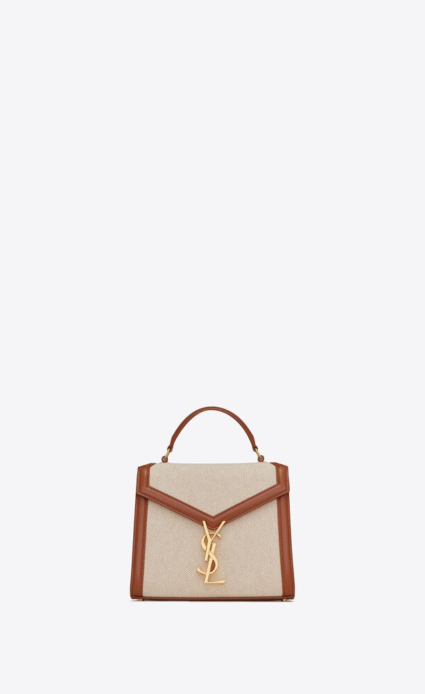cassandra mini top handle bag in canvas and smooth leather | Saint Laurent Inc. (Global)