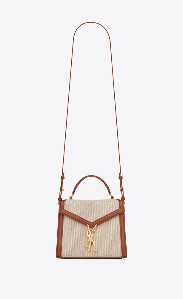 cassandra mini top handle bag in canvas and smooth leather | Saint Laurent Inc. (Global)