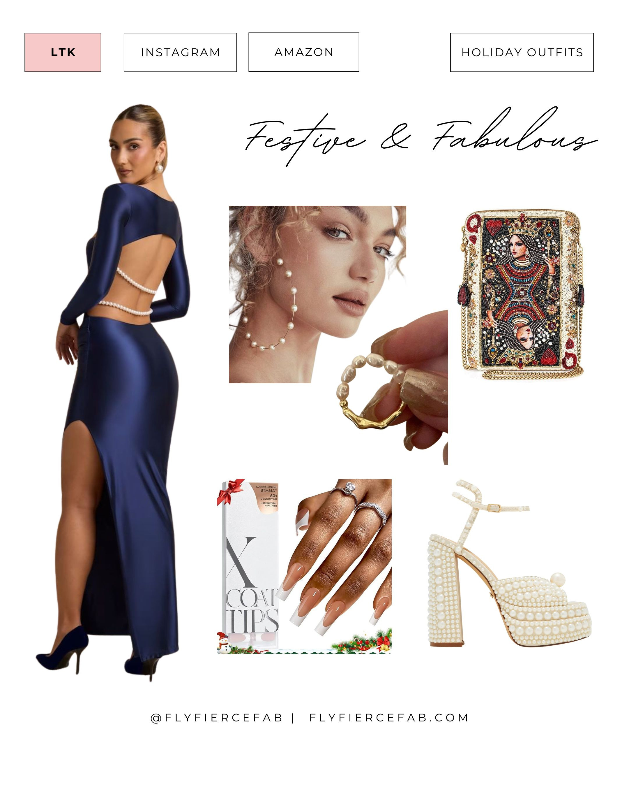 How stunning is this navy dress with the pearl detail on the back? This would be such a fabulous holiday party outfit 🎄✨

I'd style it with these pearl platform heels from Miss Lola, pearl accessories, and I think this queen of hearts clutch from Amazon would be a fun accessory. 

 

#LTKParties #LTKHoliday #LTKSeasonal