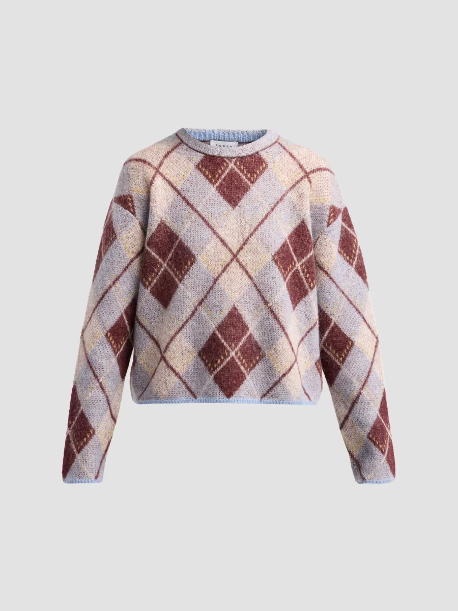 Women's Sybil Argyle-Inspired Crewneck Sweater - Winter Sky Mahogany - Size XS | Saks Fifth Avenue
