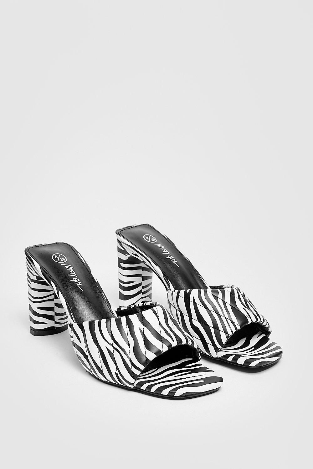 Zebra Block Heeled Mules | Nasty Gal (US)