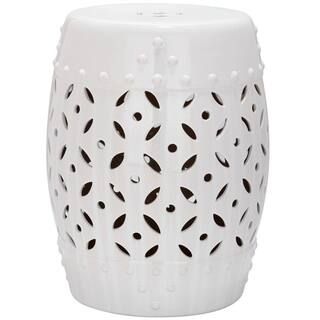 SAFAVIEH Lattice Coin White Ceramic Garden Stool ACS4510A - The Home Depot | The Home Depot