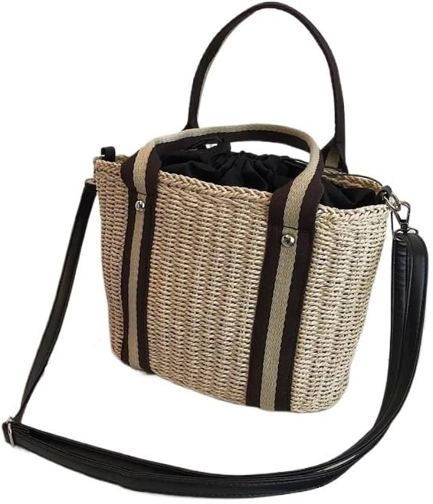 ZSREYFNB Strohtasche Sommer handgefertigte gewebte Damentaschen, Stroh-Strandtasche Rattan Kintte... | Amazon (DE)