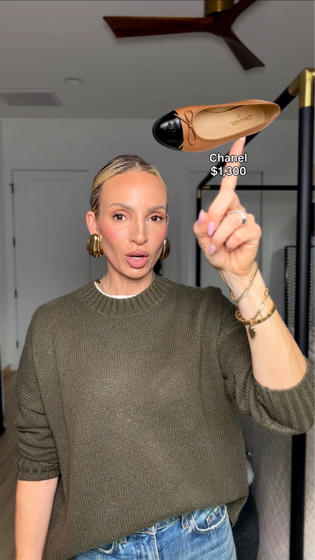 These are giving strong Chanel vibes for obviously a sh*t ton less. They run tts. Wearing a medium in the sweater. My jeans are sold out, but I linked two similar looking ones below. ￼