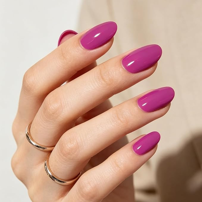 Modelones Press on Nails Almond, Fuchsia Short Fake Nails, Reusable Nail Kit with Nail Glue Adhes... | Amazon (US)