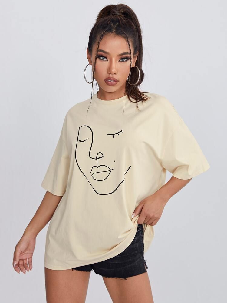 SHEIN Drop Shoulder Figure Graphic Oversized Tee | SHEIN