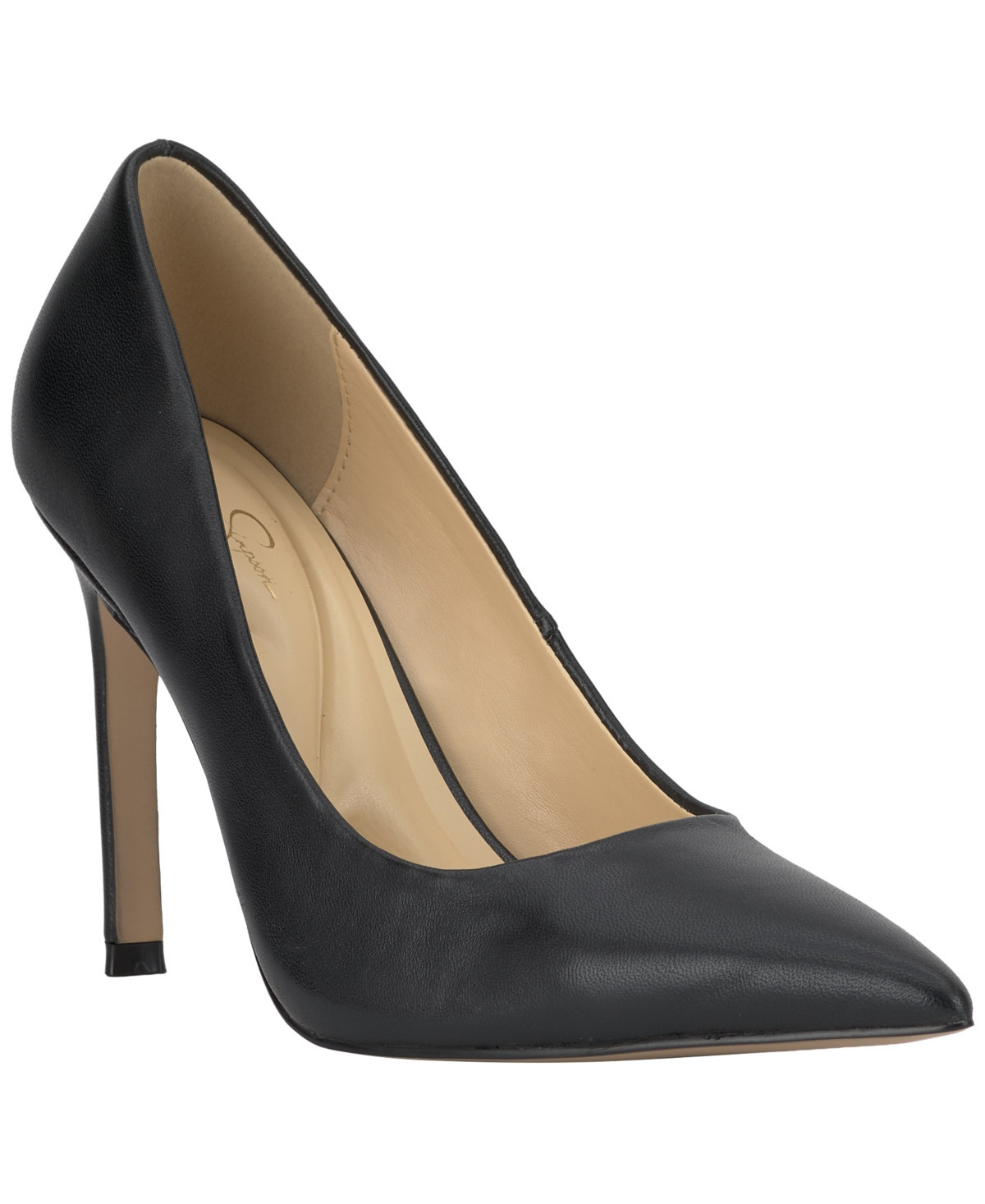 Jessica Simpson Women's Welica Embellished Pointed-Toe Pumps - Black Leather | Macy's