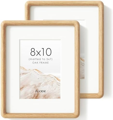 8x10 Picture Frame Set of 2, Natural Solid Oak Wood Photo Frame with Tempered Glass, Handcrafted ... | Amazon (US)