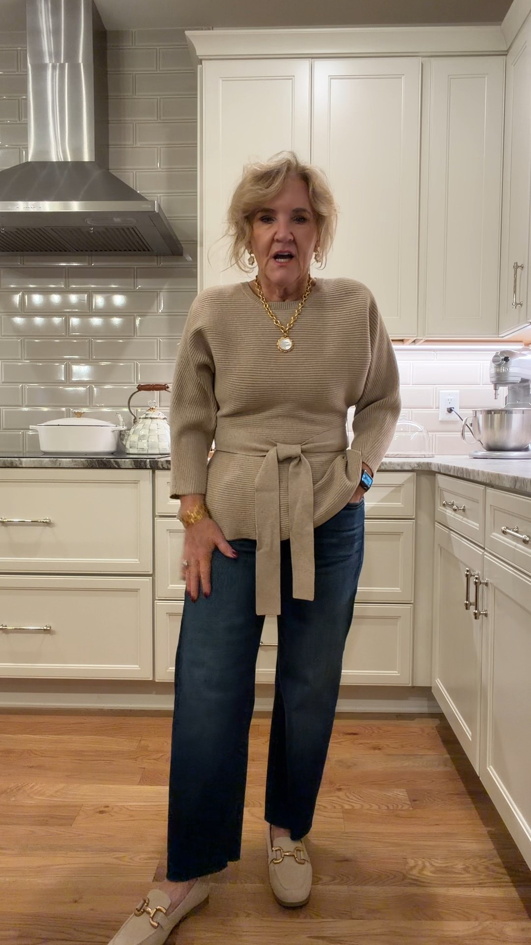 Anthro but more save more sale! This sweater was a top seller. A few sizes restocked. I’m wearing a medium. I probably could have sized up. Def not size down b
I’ve found some good options that will give you a similar look. 
My jeans are premium denim by mother. Size 29 true to size 
Julie Vos jewelry on sale 

#LTKOver40 #LTKootd #LTKCyberWeek