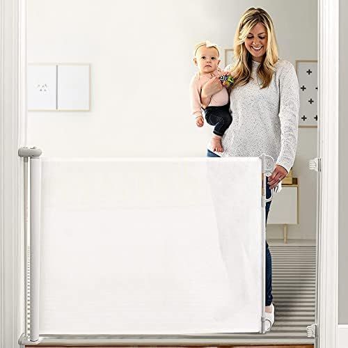 Amazon.com: Retractable Baby Gate, Momcozy Extra Wide Mesh Baby Gates for Stairs, 33" Tall, Exten... | Amazon (US)