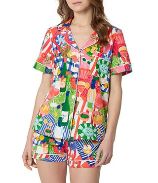 BedHead Picnic at the Park Print Organic Cotton Blend Short Sleeve Notch Collar Knit Shorty Pajam... | Dillard's