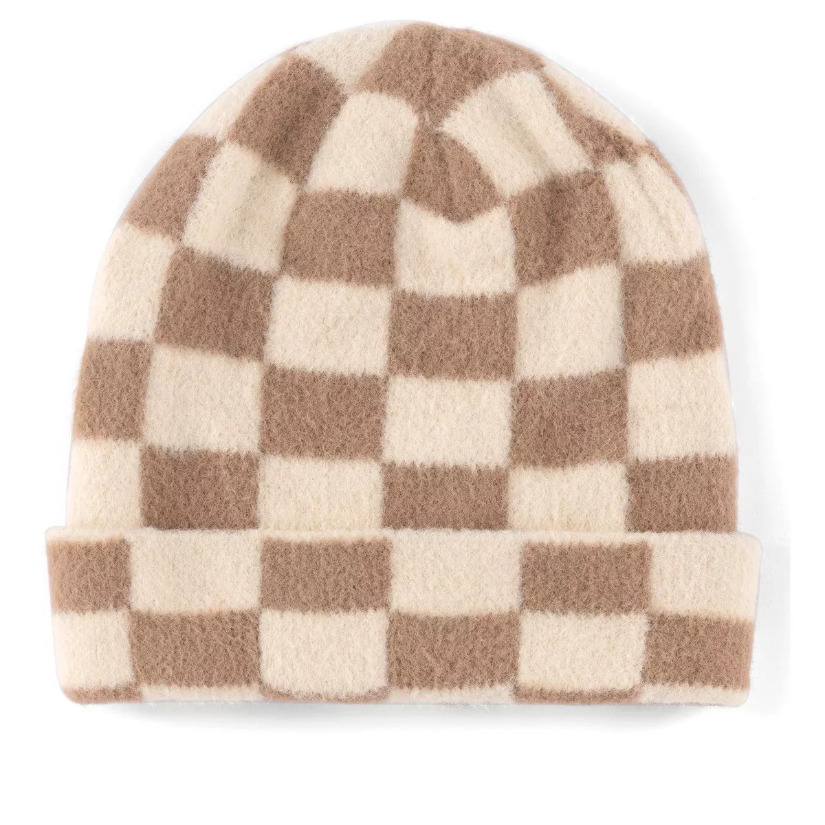 Shiraleah Tan and White Check Tanner Beanie | Target