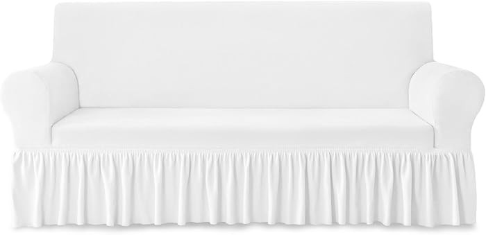NICEEC Sofa Cover Thick Plush 1-Piece Warm White Sofa Slipcover for Sofas Stretch Fluffy Couch Co... | Amazon (US)