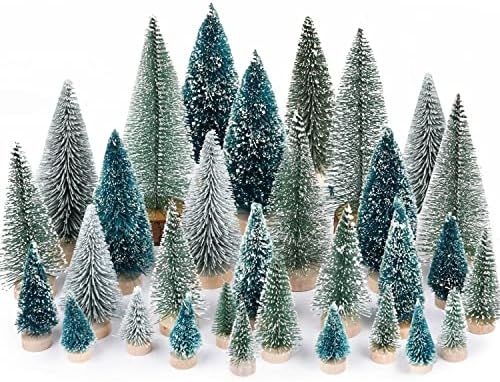 DearHouse 29PCS Artificial Mini Christmas Trees, Mini Pine Tree Sisal Trees with Wood Base Bottle... | Amazon (US)