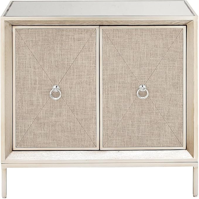 Deco 79 Wooden Room Cabinet Upholstered Front Panel 2 Door Storage Cabinet with Mirrored Top and ... | Amazon (US)