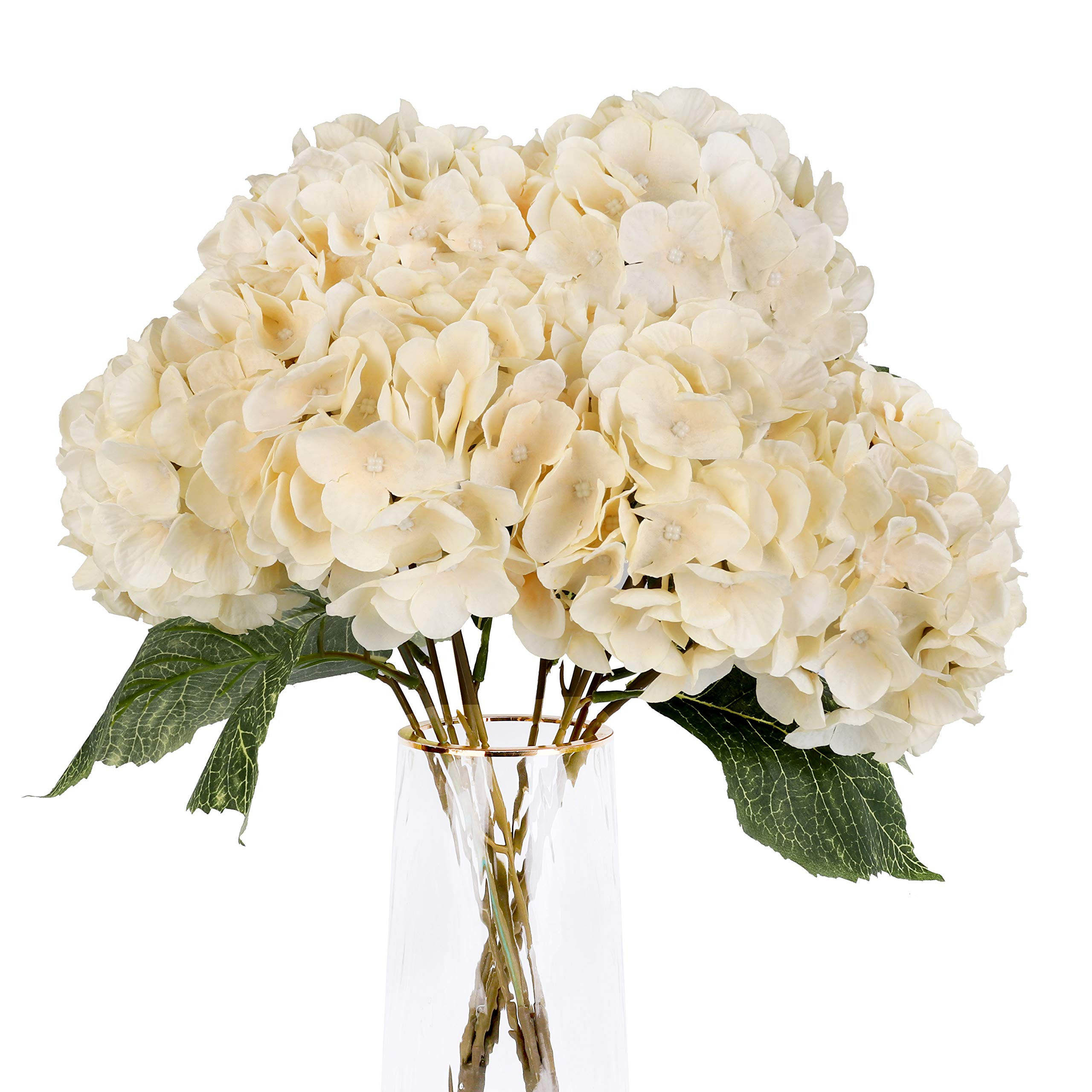 Artificial Flowers Silk Hydrangea Flowers with 5 Big Heads Fake Flower Bunch Bouquet for Home Wed... | Amazon (US)