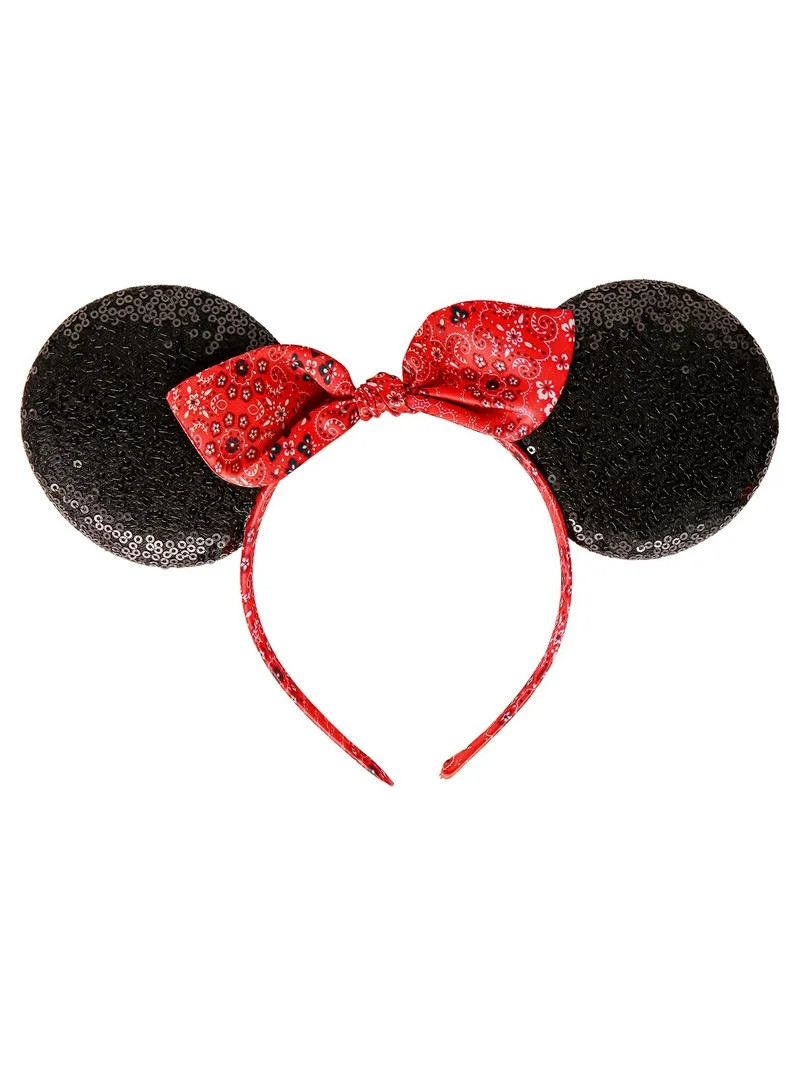 Disney, Minnie Mouse, Girl's Red Glitter Bandana Bow Headband | Walmart (US)