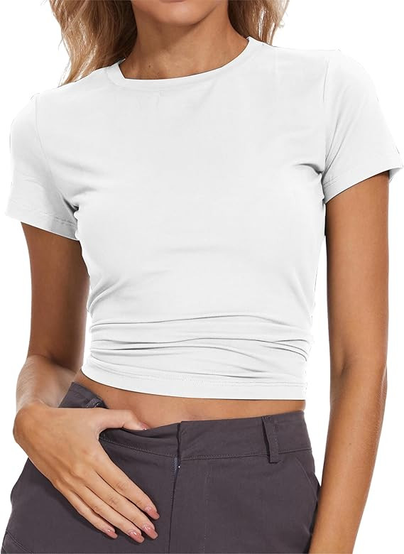 Women Summer Tops Going Out Workout Slim Fit T Shirt Basic Casual Dressy Tshirt Fashion Trendy Te... | Amazon (US)