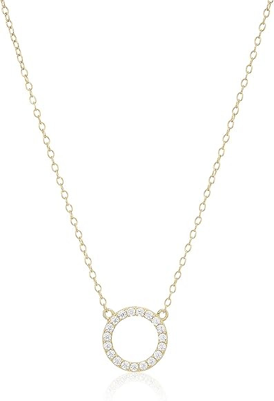 Amazon Collection Women's Open Circle Cubic Zirconia 16" Chain with 2" Extender Pendant Necklace | Amazon (CA)