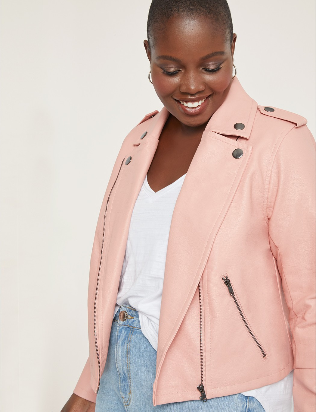 Faux Leather Moto Jacket | Eloquii