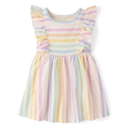 The Children's Place Baby & Toddler Girls Short Sleeve Printed Flutter Dress, Sizes 6M-5T | Walmart (US)