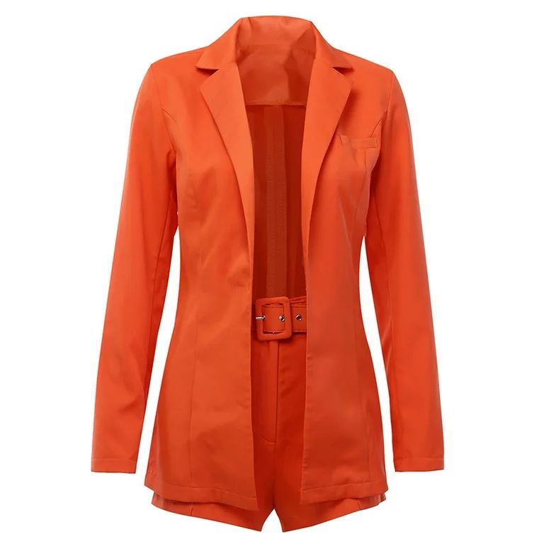 Binpure Women Long Sleeve V Neck Blazer Jacket Coat + Shorts 2 Piece Set Suit - Walmart.com | Walmart (US)