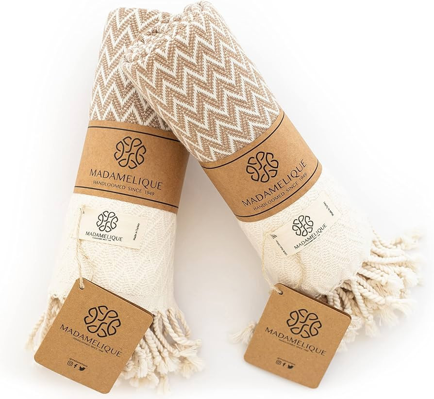 Madamelique Exclusive Hand Towels Set of 2-18 x 40 Inches - Decorative Bathroom Peshtemal Towel f... | Amazon (US)