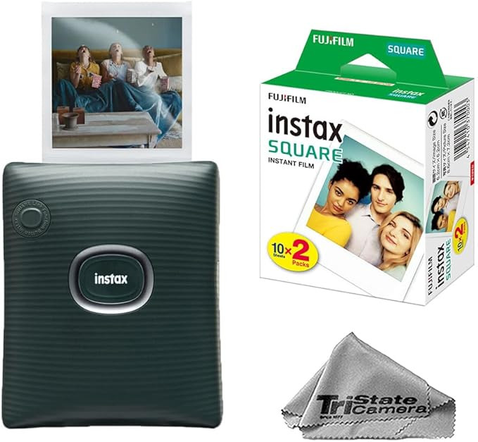 Fujifilm Instax Square Link Smartphone Photo Printer – Midnight Green + Instax Square Film (20 ... | Amazon (US)