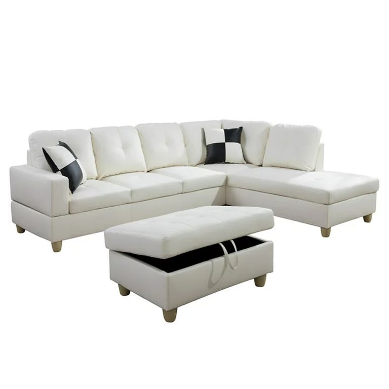 Hommoo Convertible Sectional Sofa, L Shaped Couch for Small Space Living Room, White(Without Otto... | Walmart (US)