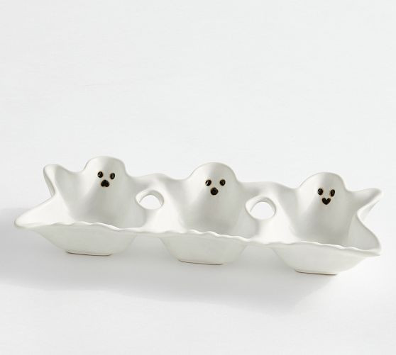 Gus the Ghost Stoneware Triple Condiment Server | Pottery Barn (US)