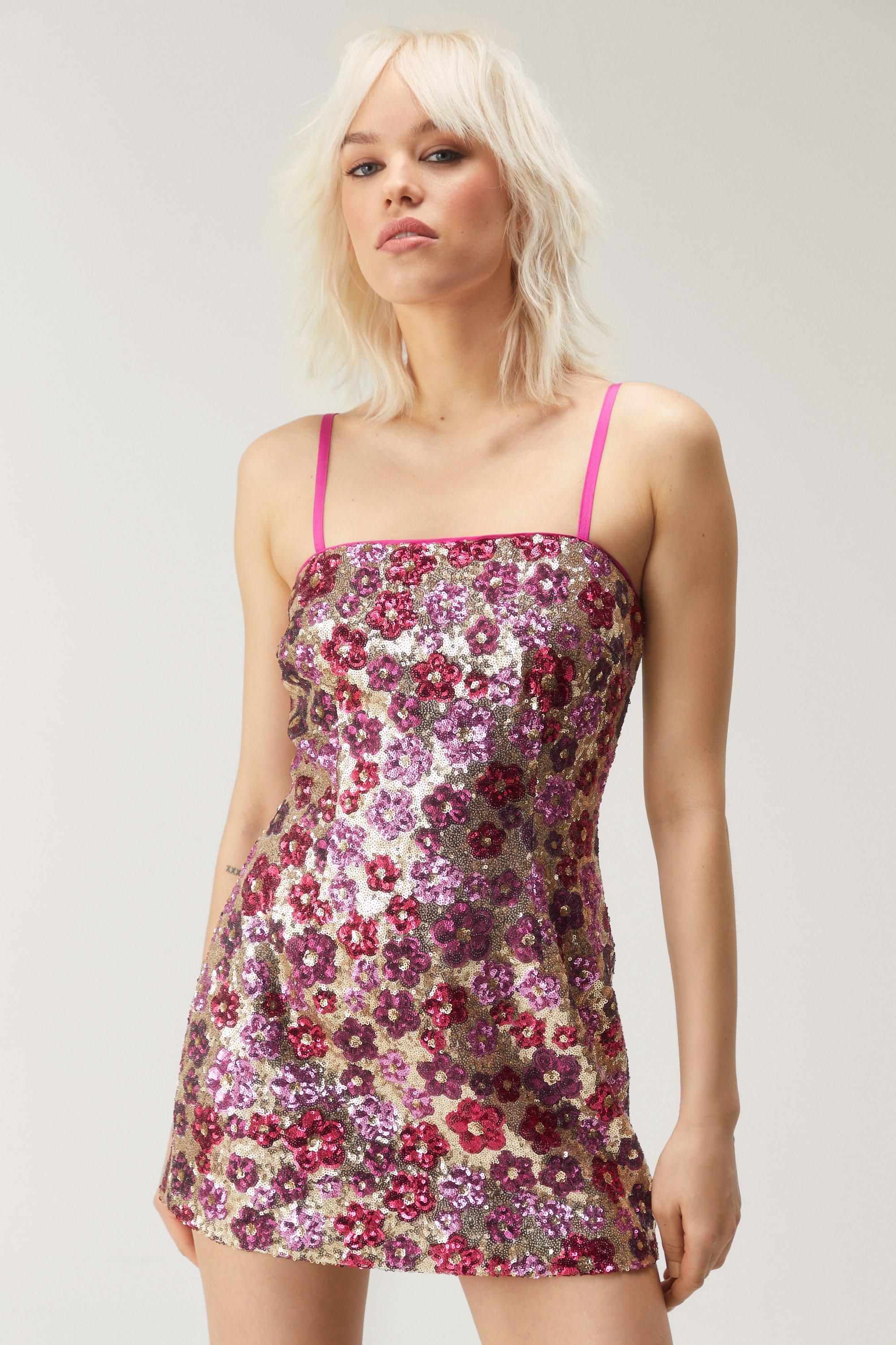 Floral Sequin Mini Dress | Debenhams UK