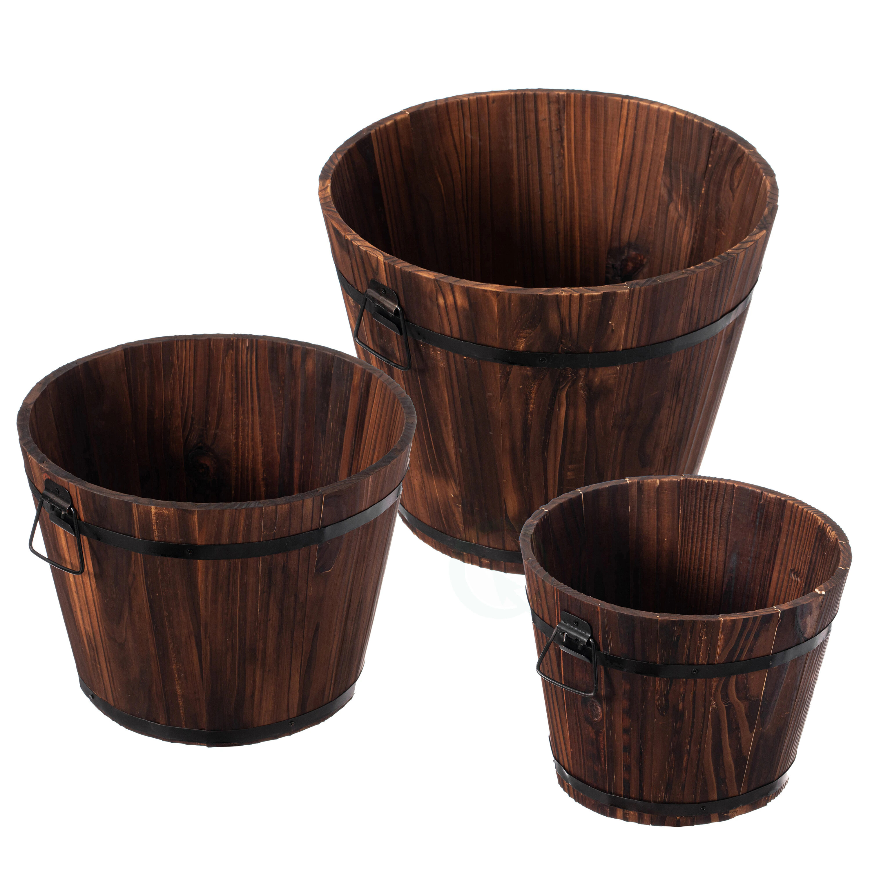 Quickway Imports Round 14.0-in W x 18.0-in L Brown Wood Indoor/Outdoor Self Watering Whiskey Barrel Large | QI003236.3 | Lowe's