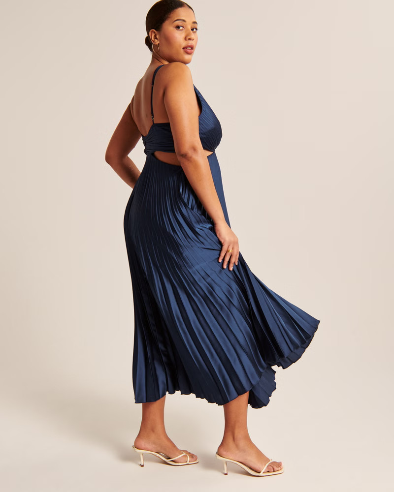 The A&F Giselle Pleated Cutout Maxi Dress | Abercrombie & Fitch (US)