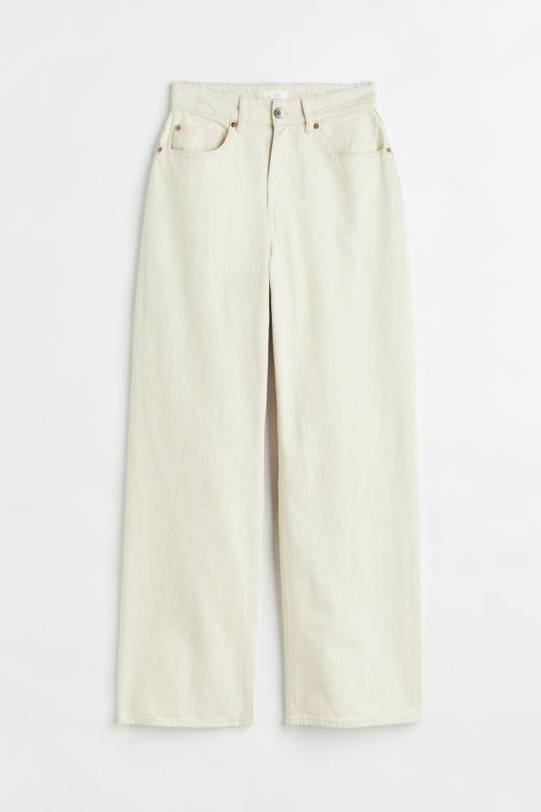H & M - Loose Straight High Jeans - Beige | H&M (FR, IT, ES, PT, BE)