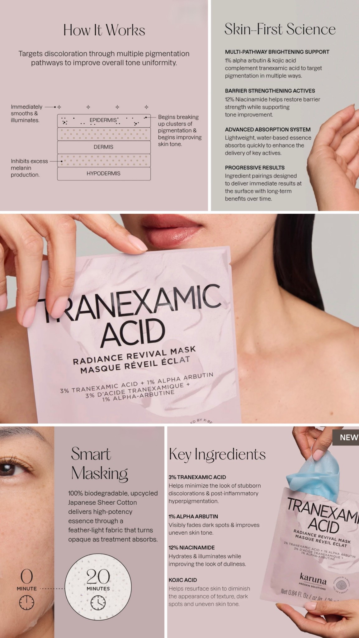 A simple, effective skincare upgrade that fits into real life. This tranexamic acid sheet mask from Karuna Skin is designed with 100% upcycled Japanese cotton and four-way stretch fibers that mold seamlessly to your face. No slipping, no gaps, no wasted product.
It holds more serum, allowing potent brightening ingredients to better absorb into the skin (instead of evaporating), helping improve the look of dark spots, uneven tone, and dullness.
Boutique, aesthetician-level skincare... without leaving home.

#MomSkincare
#GlowingSkinRoutine #Over40Beauty #RealLifeBeauty #SimpleSkincare 

#LTKBeauty #LTKmorningroutine #LTKOver40