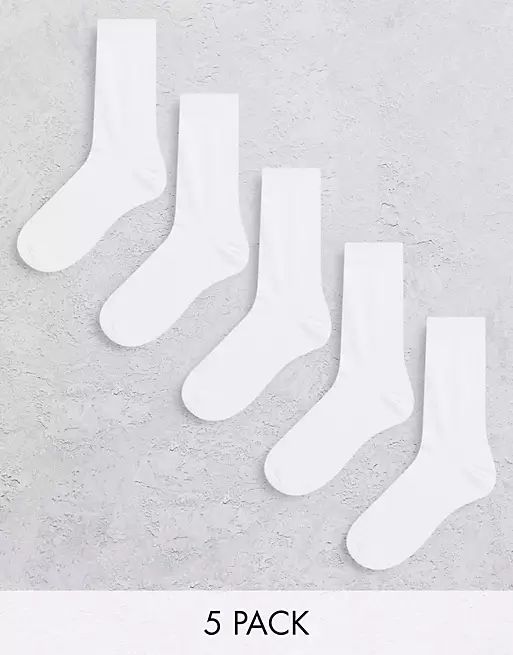 ASOS DESIGN - Lot de 5 paires de chaussettes - Blanc - Économie | ASOS (Global)