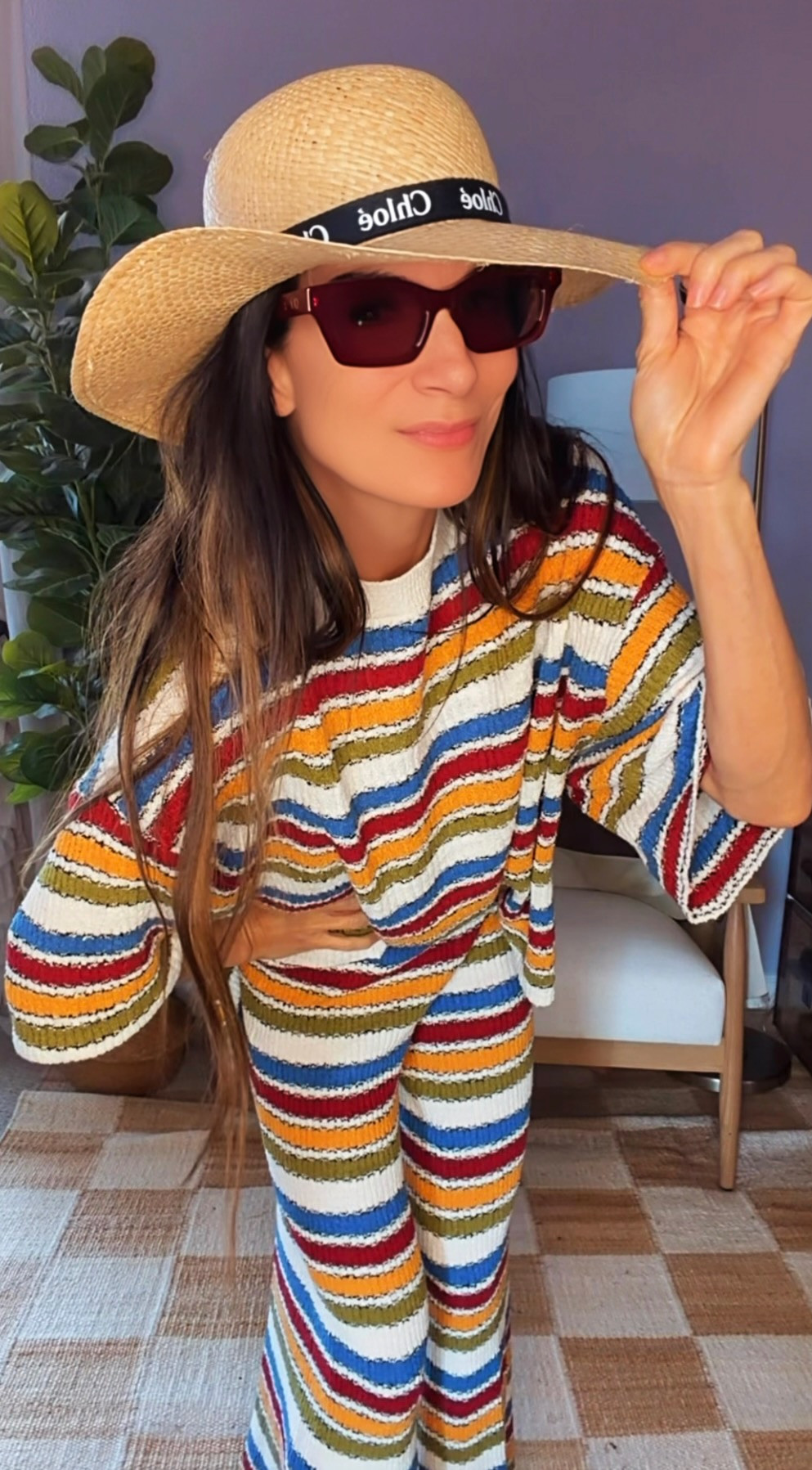 If a beach vacation and a margarita had a dress code... this would be it. 🍹☀️ I couldn't resist this colorful striped knit set. It's comfy, fun, and gives effortless resort vibes without trying too hard. Throw on a big hat, oversized sunnies, and a cute raffia bag and suddenly I'm mentally checked into a beachfront cabana somewhere. Proof that getting dressed can be equal parts comfortable and chic. 💙❤️💛 

 #NicoleColeeStyle #ResortStyle #VacationOutfit #SummerStyle #MatchingSet #LTKdayinmylife #LTKgrwm #LTKootd