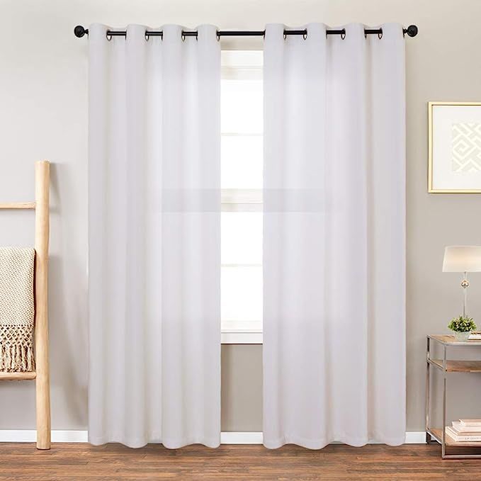 jinchan Linen Look Curtains for Living Room Moderate Light Filtering Window Curtain Panels for Be... | Amazon (US)