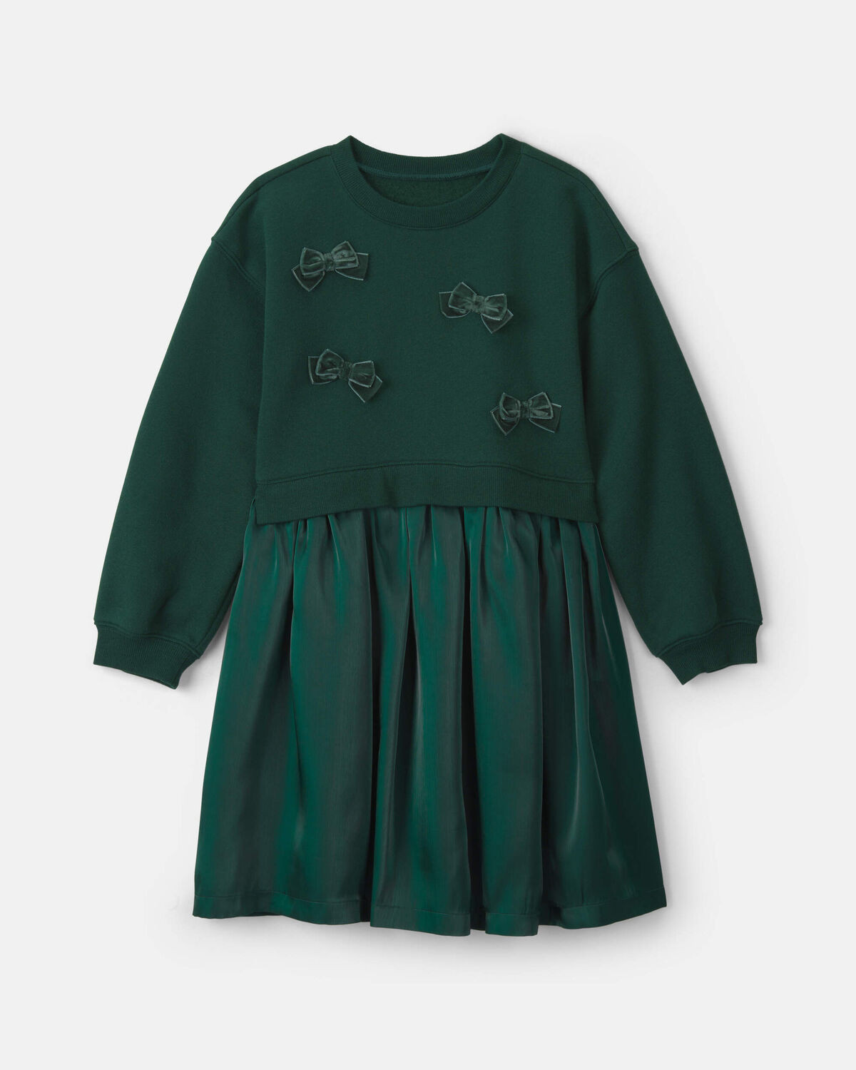 Girls Bow Layered Fleece Dress - Green | Carter's Inc