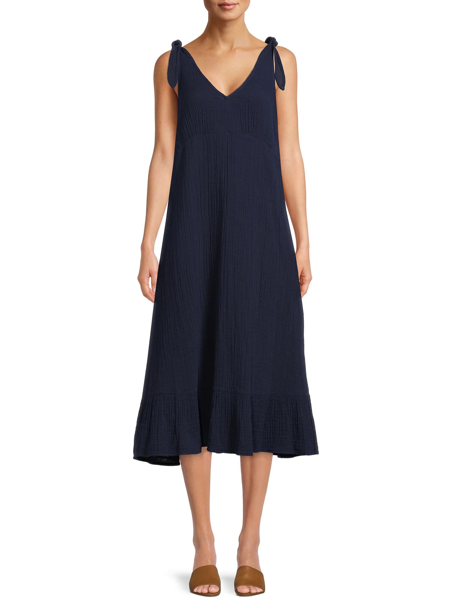 Time and Tru Women's Long Sleeve Peasant Dress | Walmart (US)