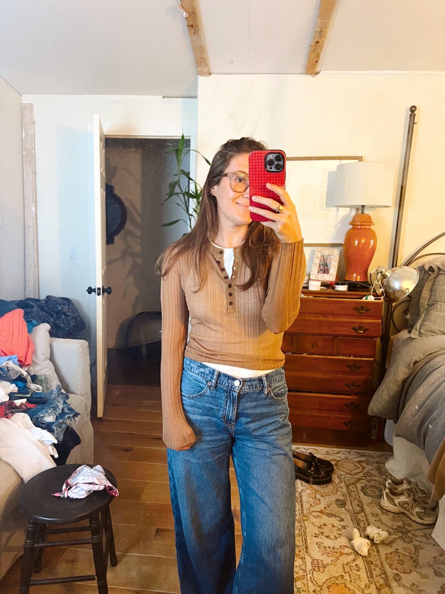 Fall casual wear . Brown top. Baggy jeans size small in top. 26 in jeans 

#LTKStyleTip